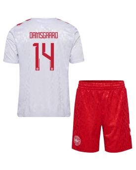 Danimarca Mikkel Damsgaard #14 Maglia Gara Trasferta Repliche Europei 2024 Bambino